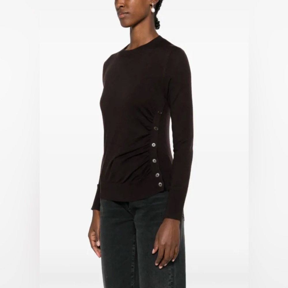 PINKO Diraspatrura Caramel 100% Wool Side Button Sweater Size M